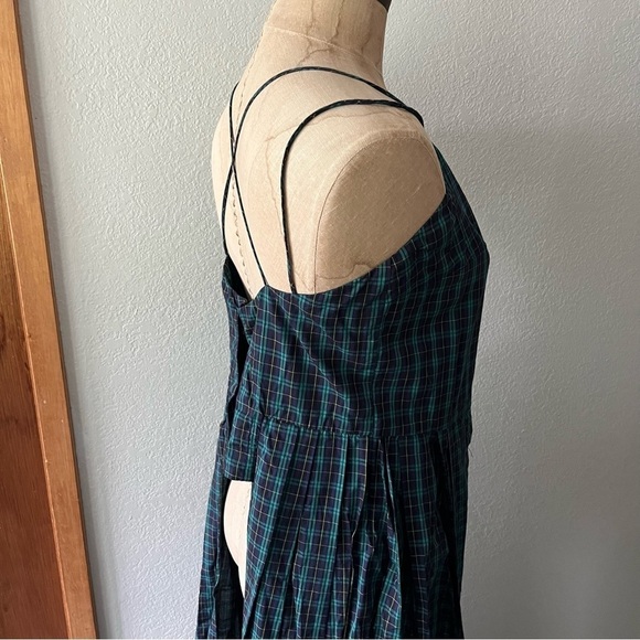 PETERSYN sz M Blue Plaid Woven Tank Top Long Sides High Low - Picture 14 of 16